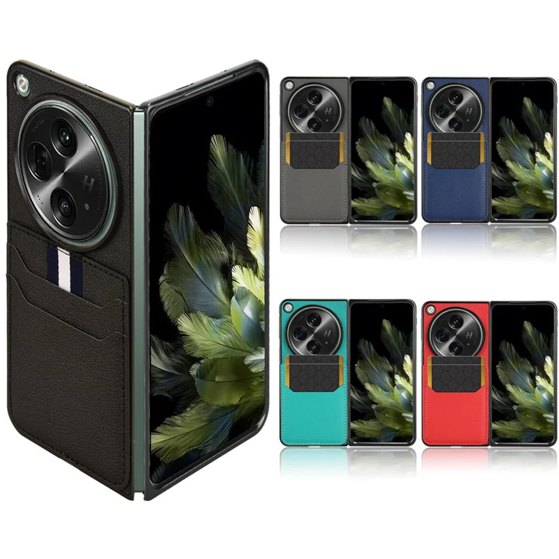 Per Oppo Find N3 Case Luxury Litchi Striae Pu Leather Add-In Card Hard Back Cove Per Oppo Find N3 Custodia Per Telefono