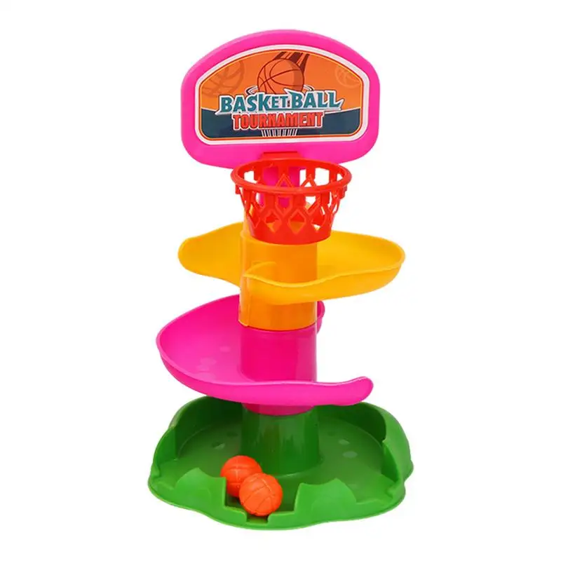 Rolling Ball Track Toy Throwing Basketball Track Toy Interactive Sliding Sphere Tower Early Education Supplies For Toddler