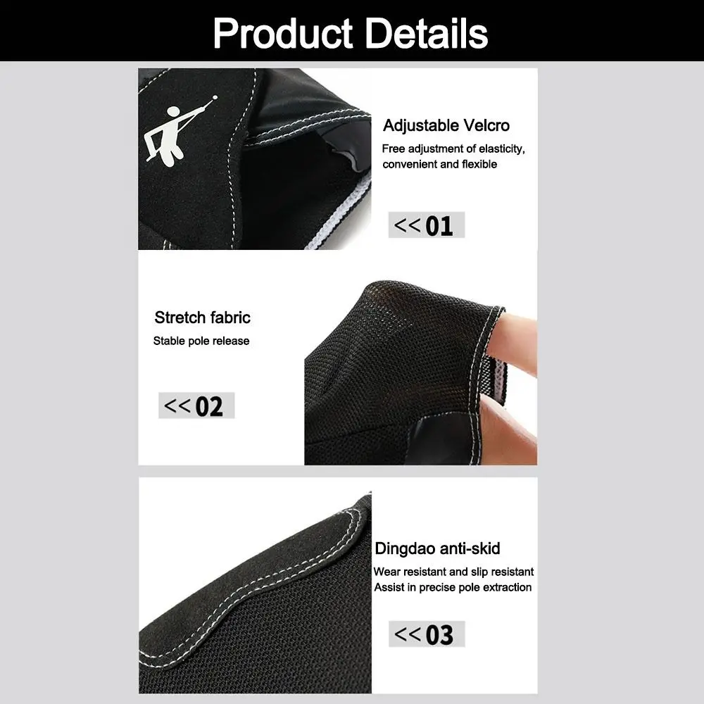 Billiards Glove Left Hand Half Finger Snooker Billiard Glove Non Slip Stickers Elastic Billiard Training Gloves Accessories