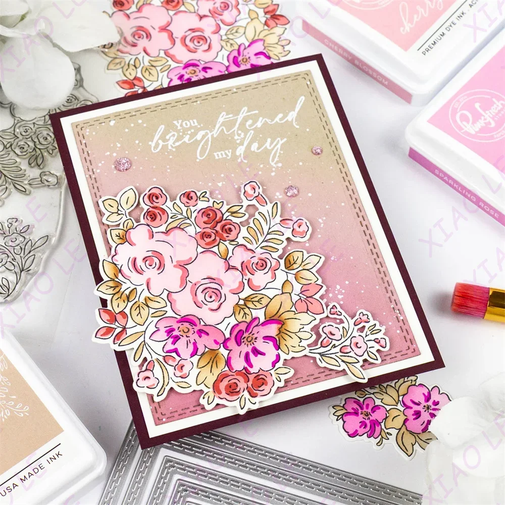 Foiled Script Sentiment Pink Fresh New Metal Cutting Dies Stamps Stencil Hot Foil Craft Embossing Make Paper Greeting Card