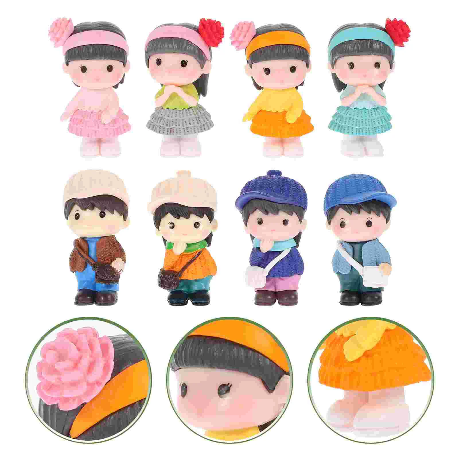 

8 Pcs Micro Landscape Statue Adornment Girls Figure Boy Graden Ornament Decor Decorate