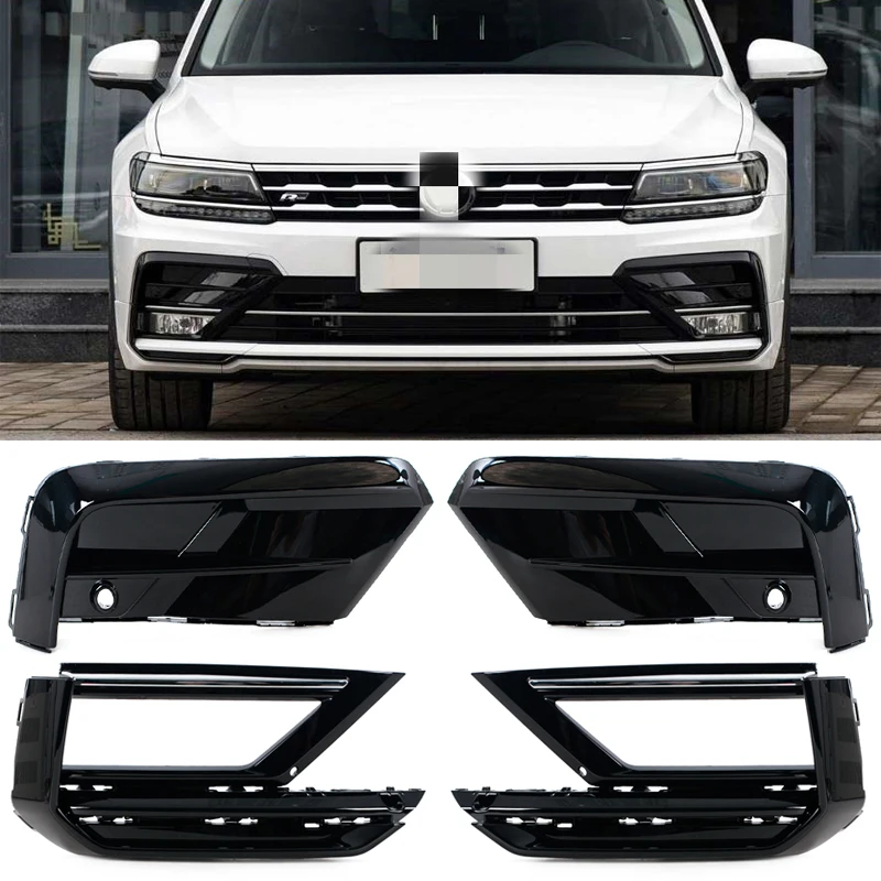 Evan-Fischer Front Tow Eye Cover & Fog Light Grille For VW Tiguan Limited (2017-2018)