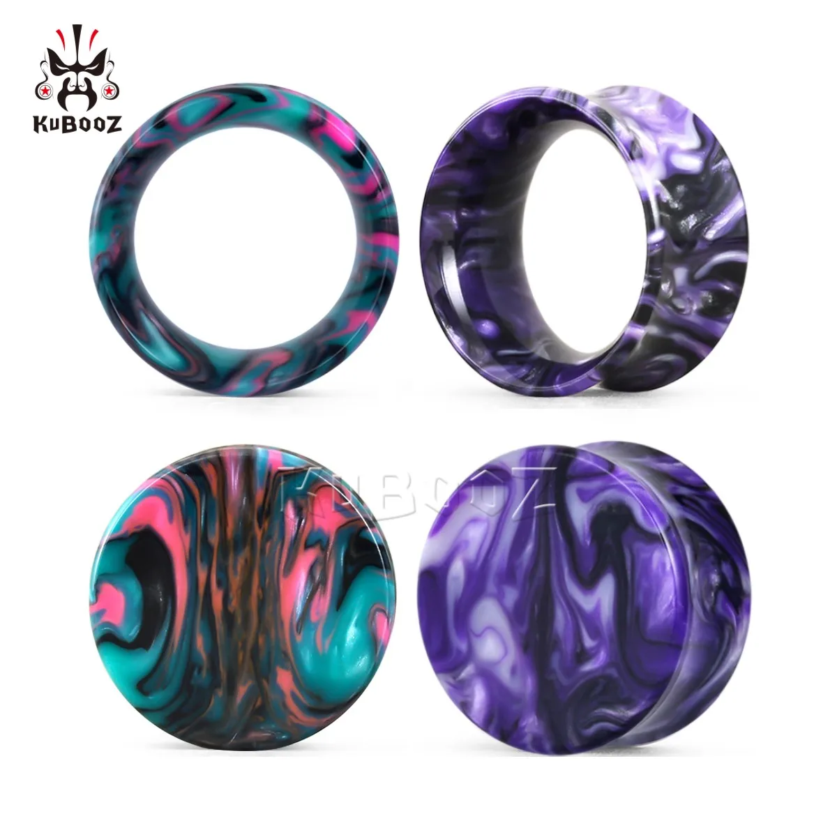 

KUBOOZ 2Pairs Ear Tunnels Plugs Gauges Expander for Ears Colorful Acrylic Body Piercing Jewelry Earrings