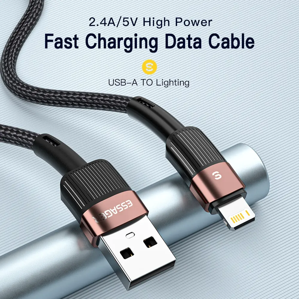 Essager High-Speed USB Charging Cable for iPhone - 2.4A Durable Charger Cord