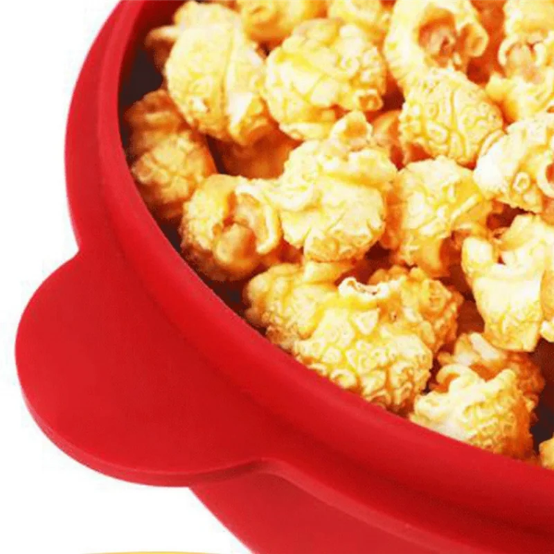 High Quality Microwave Popcorn Bowl Bucket Silicone DIY Popcorn Maker With Lid Chips Fruit Dish Kitchen Easy Tools Easy To Use D