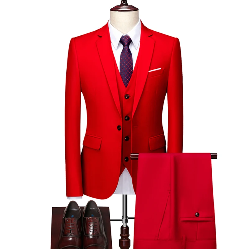 

6xl (Jacket + Vest + Trousers) Formal Business Wedding 3 PCS Blazers Pants Waistcoat Men Suits for Wedding Men's Luxury Suits