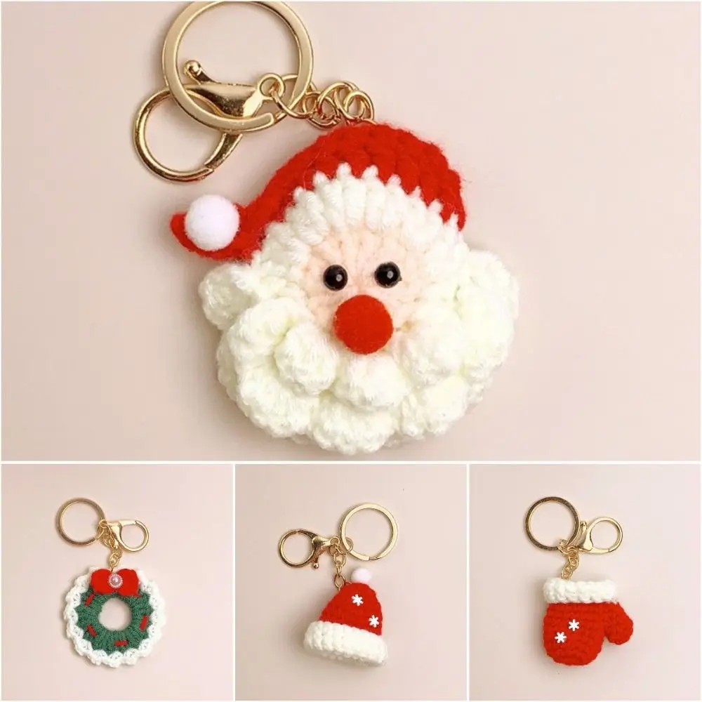 

Hand-woven Mini Knitted Hat Keychains Knitted Gloves Christmas Hat Pendant Christmas Hat Christmas Gloves Keyrings