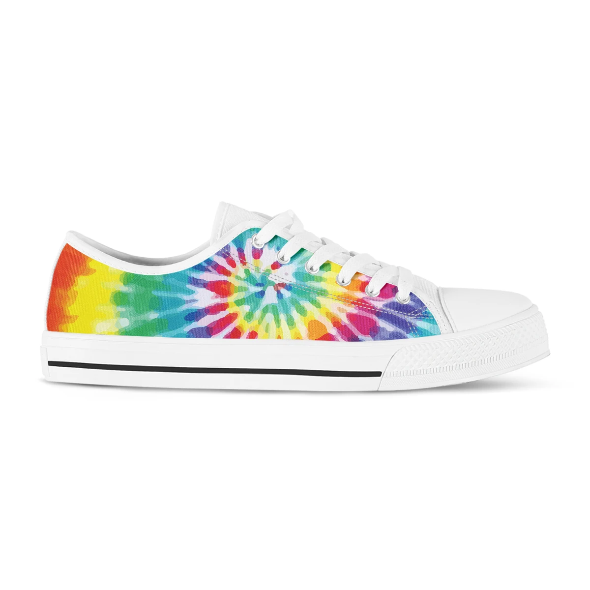 Summer Casual Canvas Flat Shoes Colorful Tie Dye Women Lace-up Sneakers Woman Plus Size 46 Breathable Warking Shoes