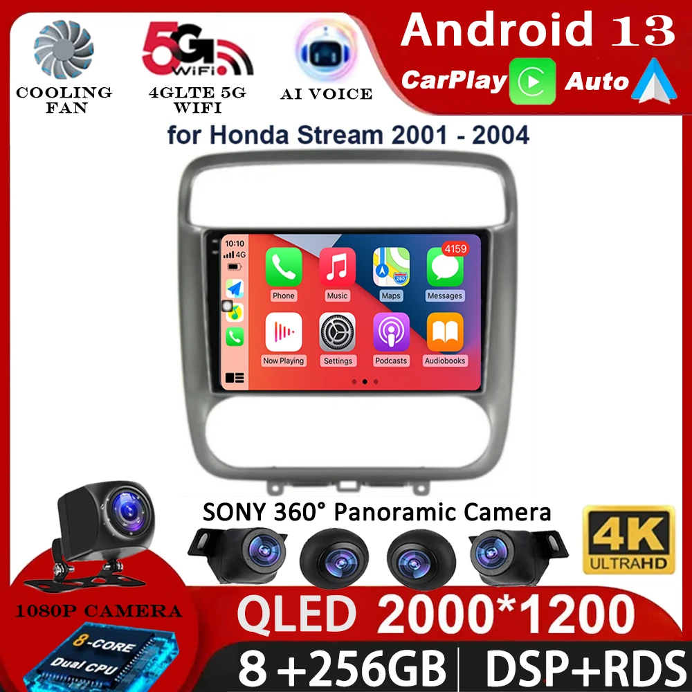 

Автомагнитола 2DIN, мультимедийный видеоплеер на Android 13, Wi-Fi + 4G для Honda Stream 2001 - 2004
