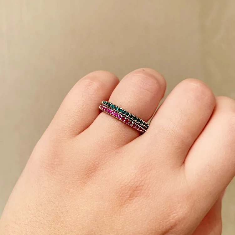 Finger Ring Thin Women Aesthetic Accessories Dating Engagement Dainty Colorful Jewelry