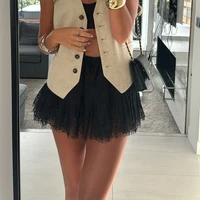 Women Y2k Lace Mini Skirt Fairy Coquette Low Rise Pleated Ruffle Half Slip Skirt Vintage Layered Flowy Short Skirt Streetwear - Image 3