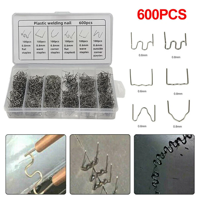 

600pcs Stainless Steel Plastic Repair Machine Welding Hot Stapler Bumper Fender Soldering Iron Bumper Repair Car Tools