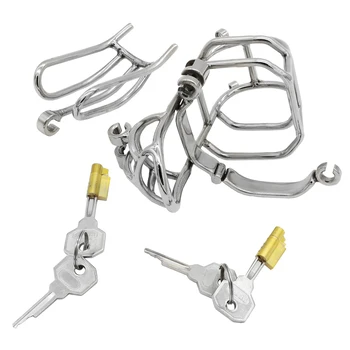 Newest Design Stainless Steel Detachable Male Chastity Device, PA Puncture Cock Cage,Penis Ring Lock, Stealth Lock Chastity Belt 5