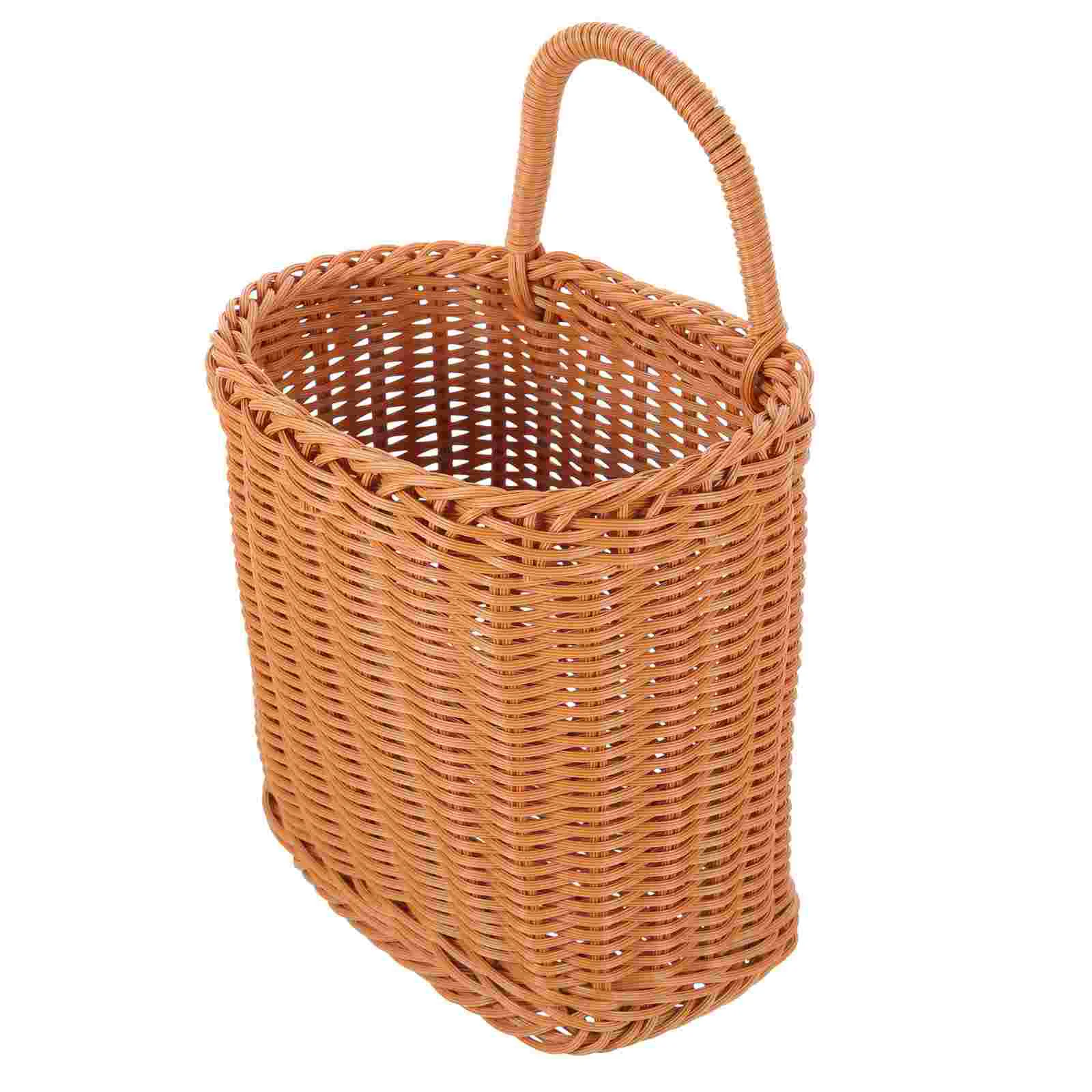 

Retro Storage Basket Imitation Rattan Basket Hanging Flower Basket for Home