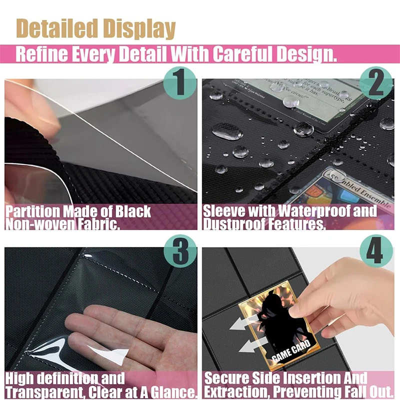 50 개/갑 11 홀 트레이딩 카드 슬리브 바인더 TCG CCG 카드 보관 용 양면 9 포켓 야구 카드 바인더 슬리브