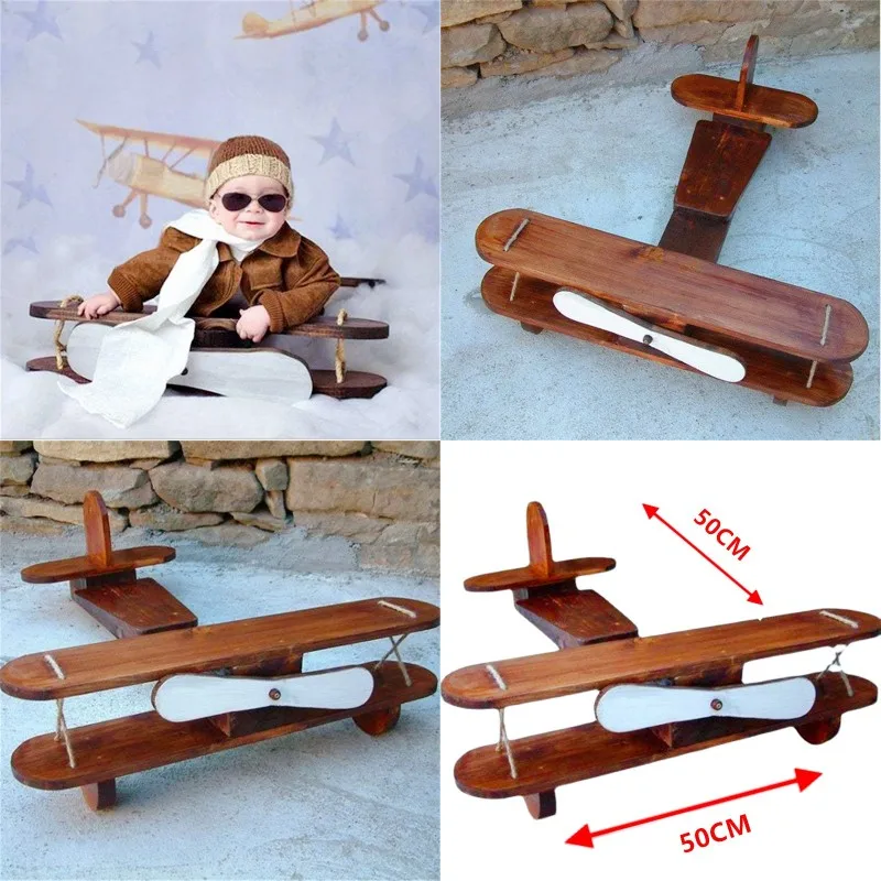 baby-photography-props-posing-props-baby-shoot-accessori-wood-retro-plane-new-born-baby-milestone-posing-hundred-day-photo-props