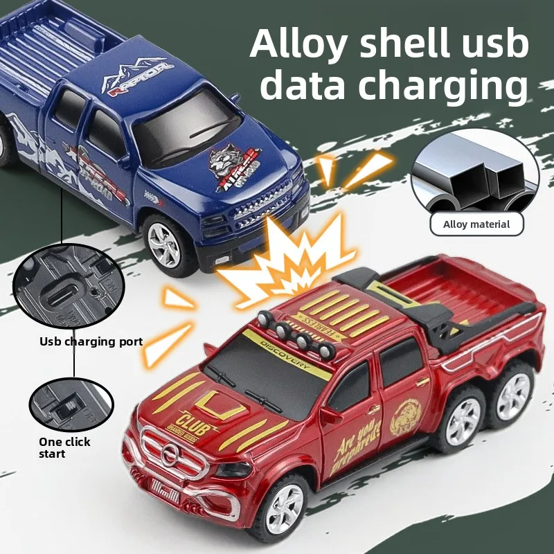 Mini Alloy RC Car with Lights - Portable, 60-Minute Playtime, Perfect Gift