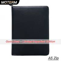 Limited Imperfect Moterm Genuine Pebbled Grain Leather A5 Zip Cover with Top Pocket Cowhide Planner Zipper Notebook Organizer 1
