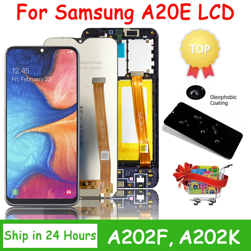 

ЖК-дисплей высокого качества для Samsung A20e, дисплей с сенсорным экраном в сборе для Samsung A202DS, A202F/DS, A202, дисплей с рамкой