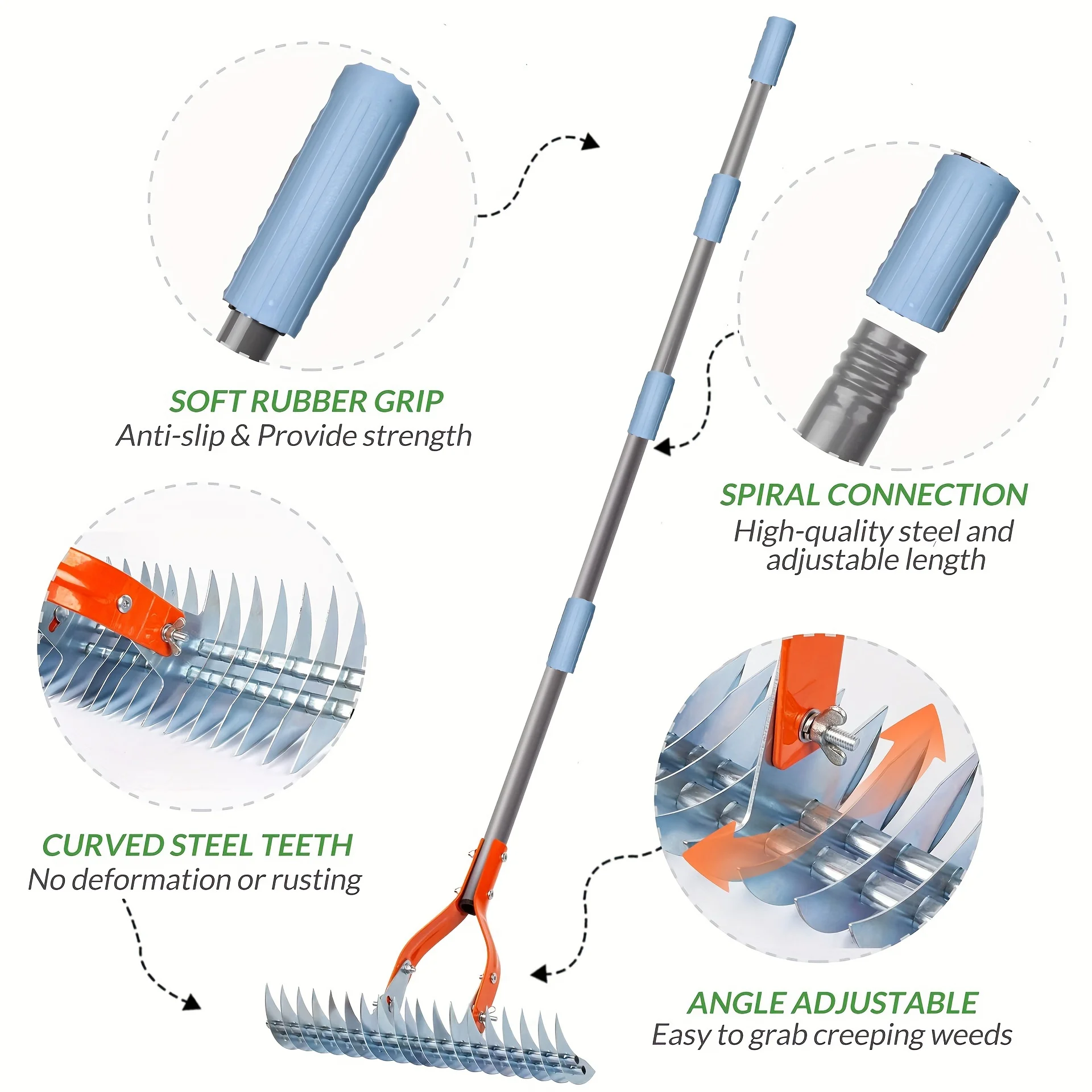 Lawn Farming Rake Thatching Rake Dethatcher Rake Robust Dethatcher for Cleaning Dead Grass Yard Garden Durable Soil Farming Rake
