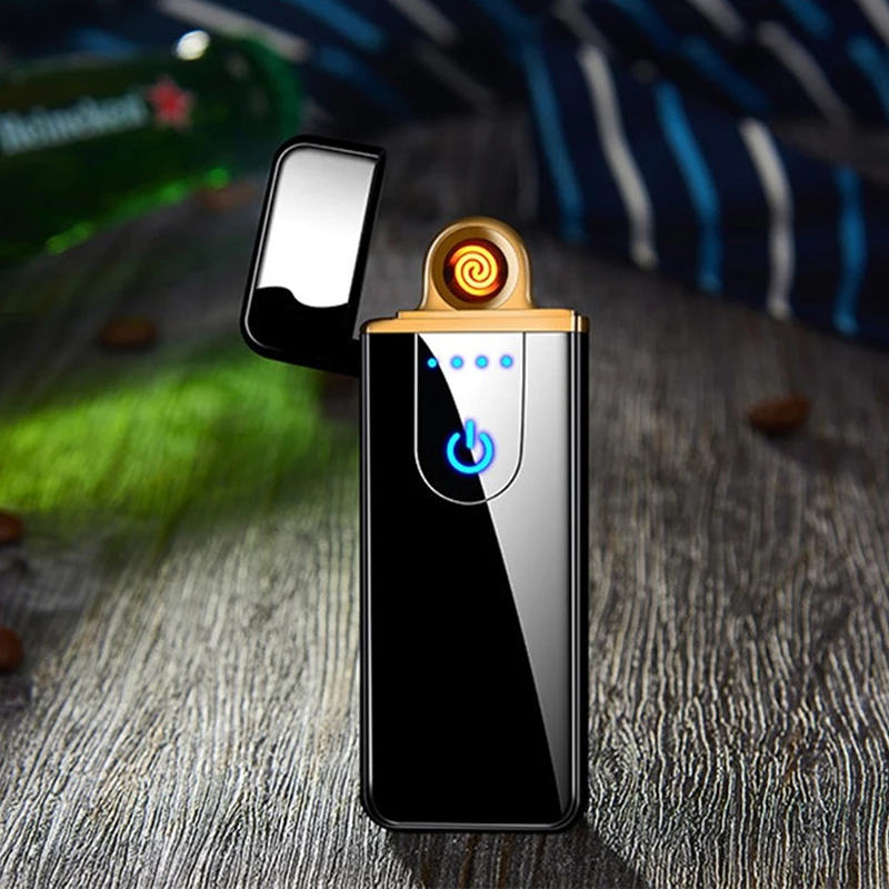 Mini Electric Lighter USB Rechargeable Touch Windproof Cigarette Accessories Electric Lighter