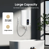 Chauffe-eau électrique 30L avec affichage numérique, chauffage rapide 2000W avec pomme de douche et robinet à montage Vertical pour salle de bain RV 5