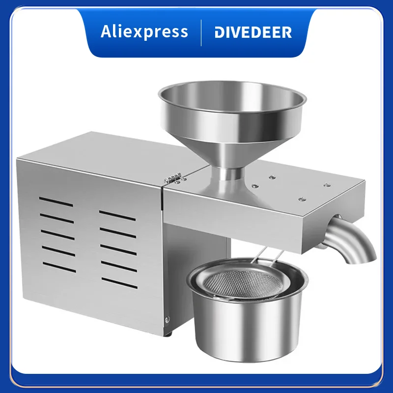 Máquina de Prensagem de Óleo Elétrica DIVEDEER R3, Máquina Comercial de Aço Inoxidável, Máquina Automática Multifuncional de Prensagem de Óleo