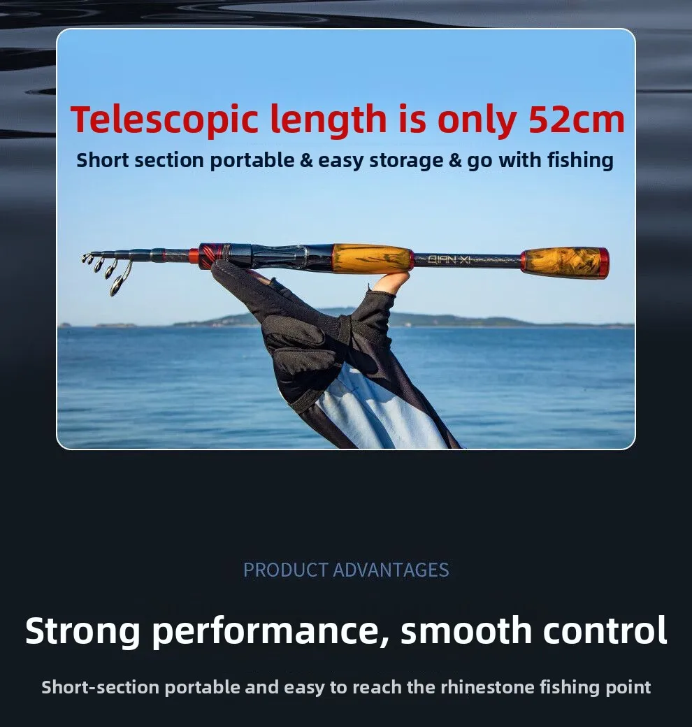 Description Picture 5 of itemSeiko fishing rod telescopic portable ultra-light long-throw ML medium soft-tuned luya rod vibrating type set road sliding rod