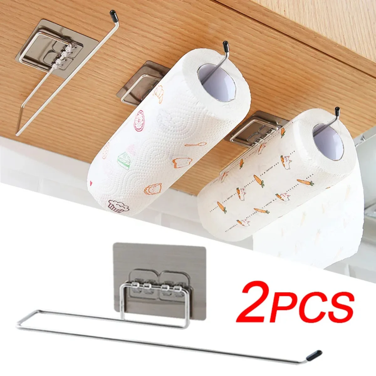 Bathroom Roll Paper Towel Holder Drilling Free Wall Hook Type Stainless Steel   Rack Toilet Accessories — view 3