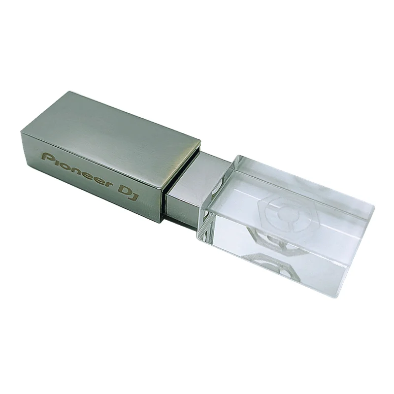 Logo Personalizzato Pioneer Dj Silver Crystal Usb3.0 Pen Drive Ad Alta Velocità (Luce Led Rossa Di Base)