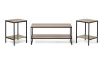Contemporary 3 Piece Rectangular Particle Board Coffee Table, Rustic Brown 2