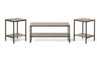 Contemporary 3 Piece Rectangular Particle Board Coffee Table, Rustic Brown 2