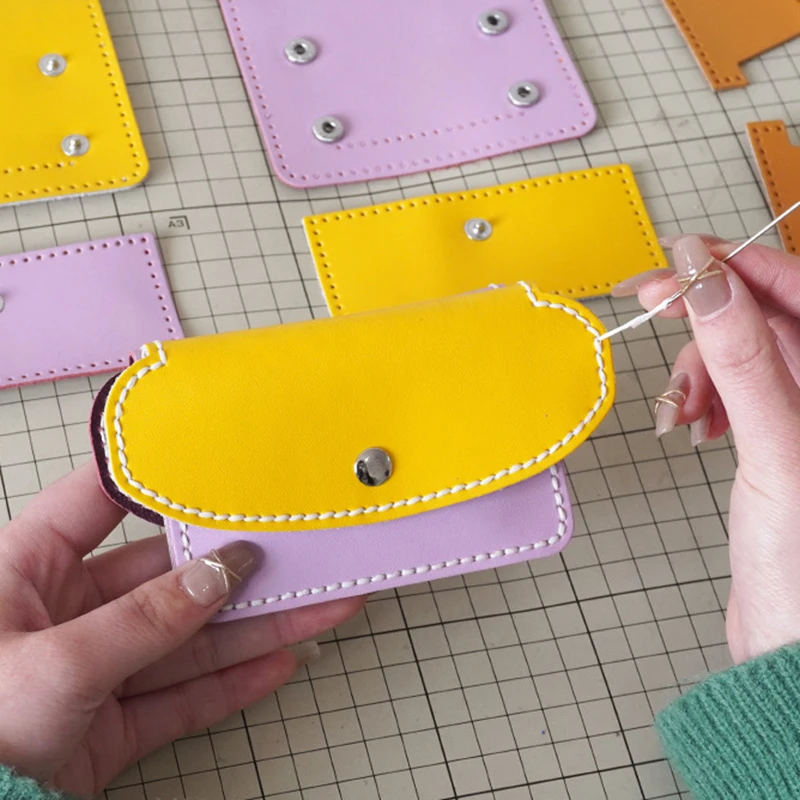 DIY 공예 가죽 수제 미니 카드 팩 스티칭, PU 가죽 액세서리, 펀칭 없음,..