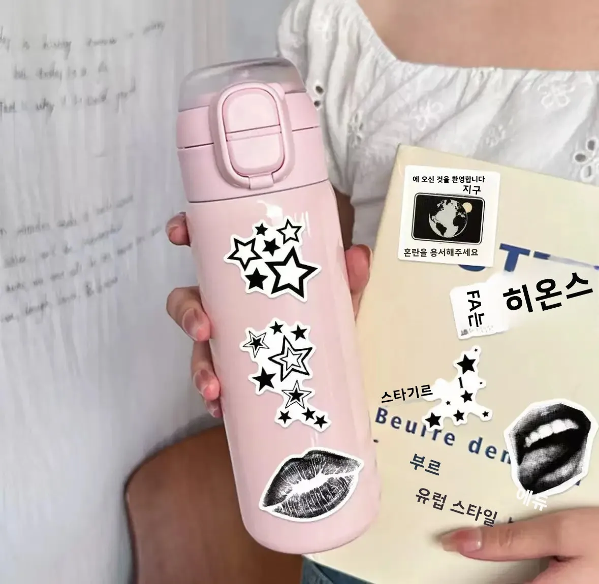 50개 세트 Y2K 흑백 시리즈, 방수 및 레트로-큐트 미학으로 디자인된, 여행 가방 및 기타 DIY 장