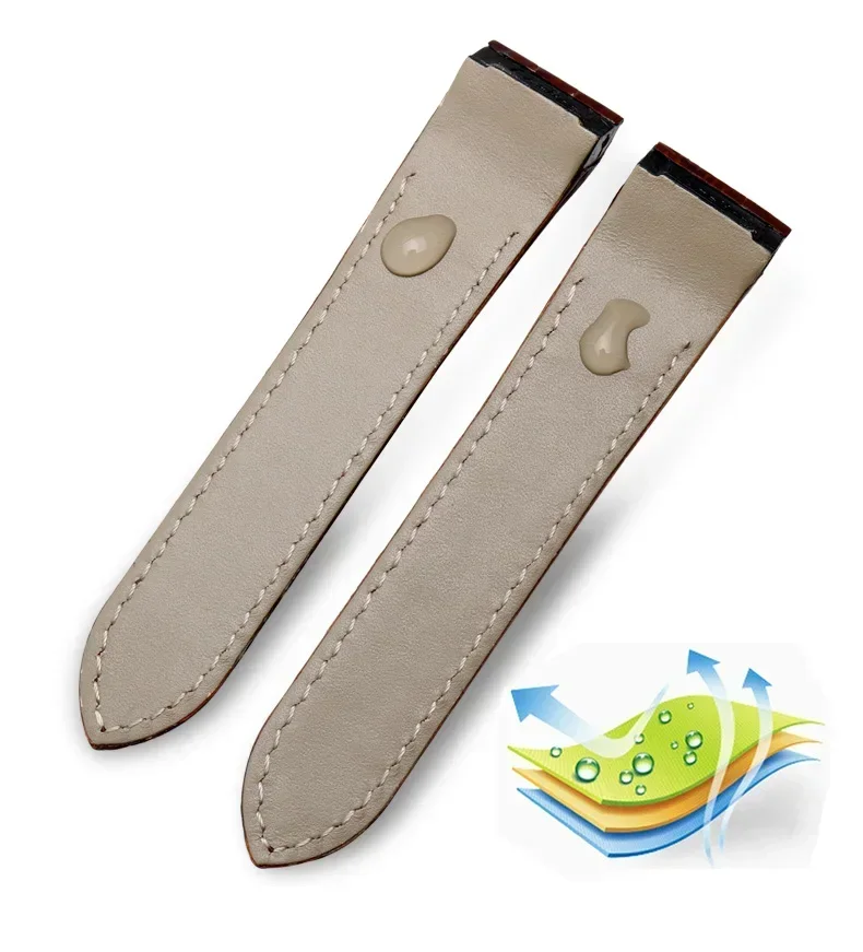 Premium Cowhide Leather Watch Band with Folding Buckle - High-Quality Strap