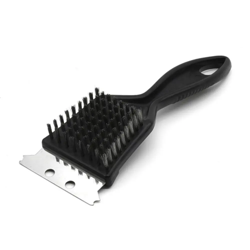 Barbecue Grill Brush Steel Wire Bristles BBQ Cleaning Brushes Outdoor Home BBQ GAS Kit Accessories, Black