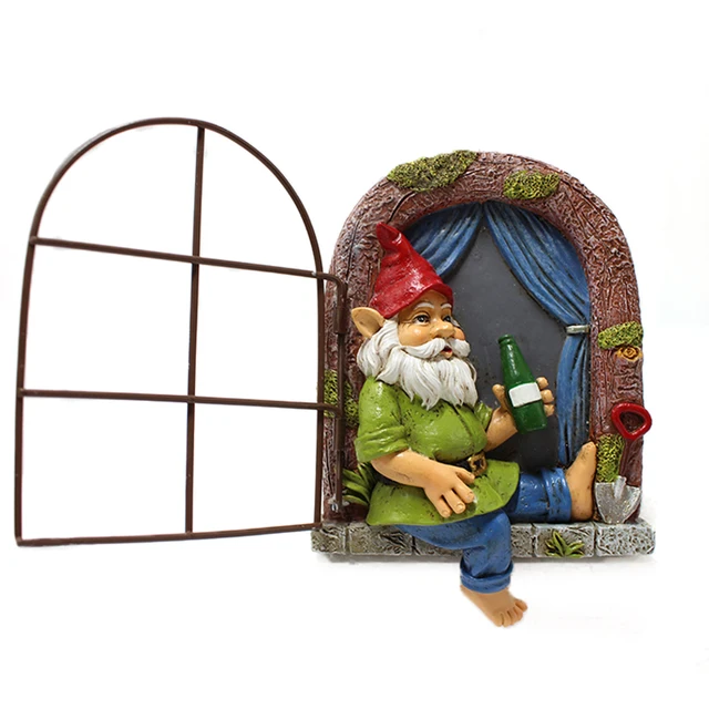 1 morceau d'artisanat en résine naine endormi, décoration d'arbre de cour, décoration murale de maison et de salon, conte de fées de vacances 1