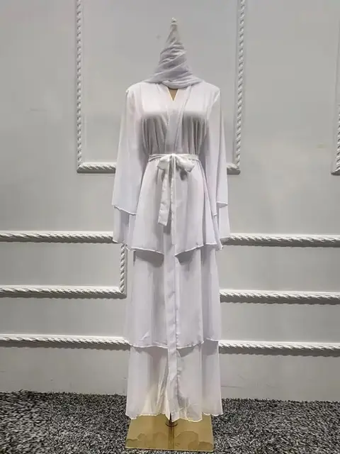 Robe longue en mousseline de soie pour femmes musulmanes, Abaya ouverte, Dubaï, Turquie, Islam, Arabe, Robe musulmane, Caftan marocain
