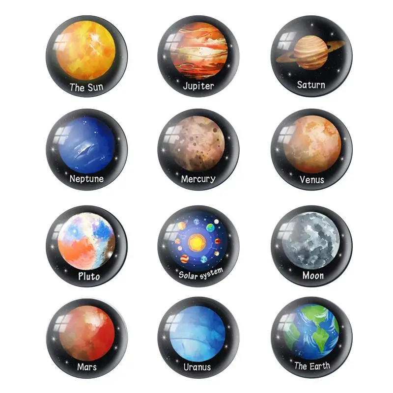 

Planet Fridge Magnets Decorative Refrigerator Sticker Creative Cartoon Magnetic 12 sets Refrigerator Stickers Magnet for Home