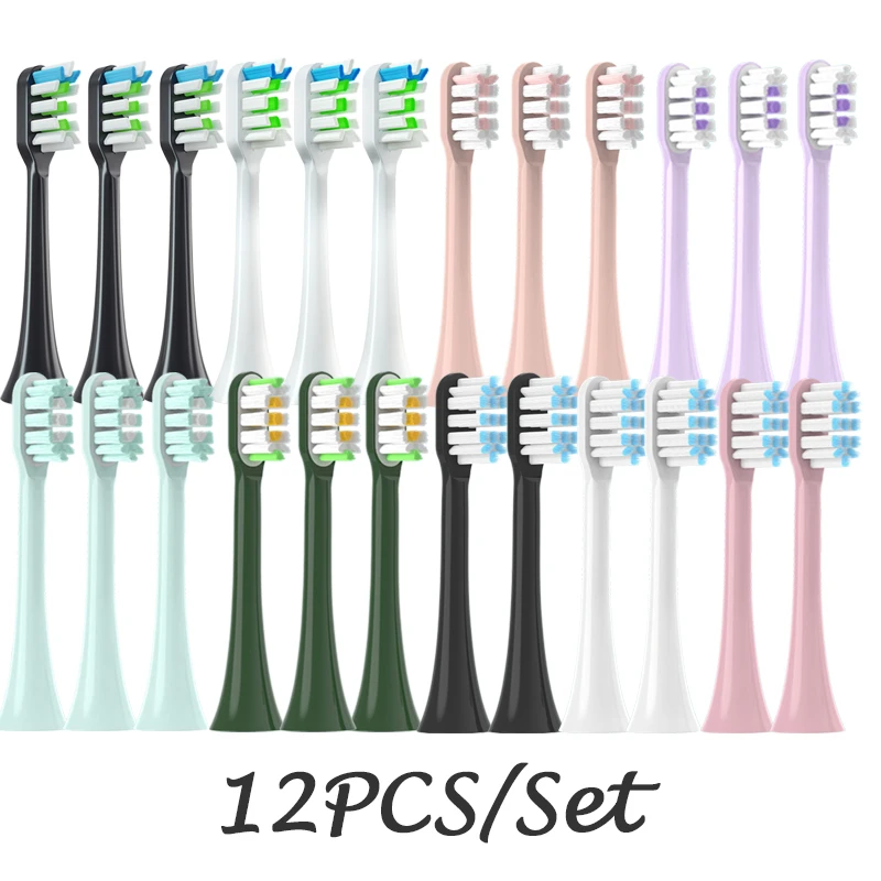 SOOCAS X3/X3U/X5 소프트 듀폰 소닉 다채로운 칫솔 클린 브러시 진공 강모 노즐 용 교체 브러시 헤드 12 PCS