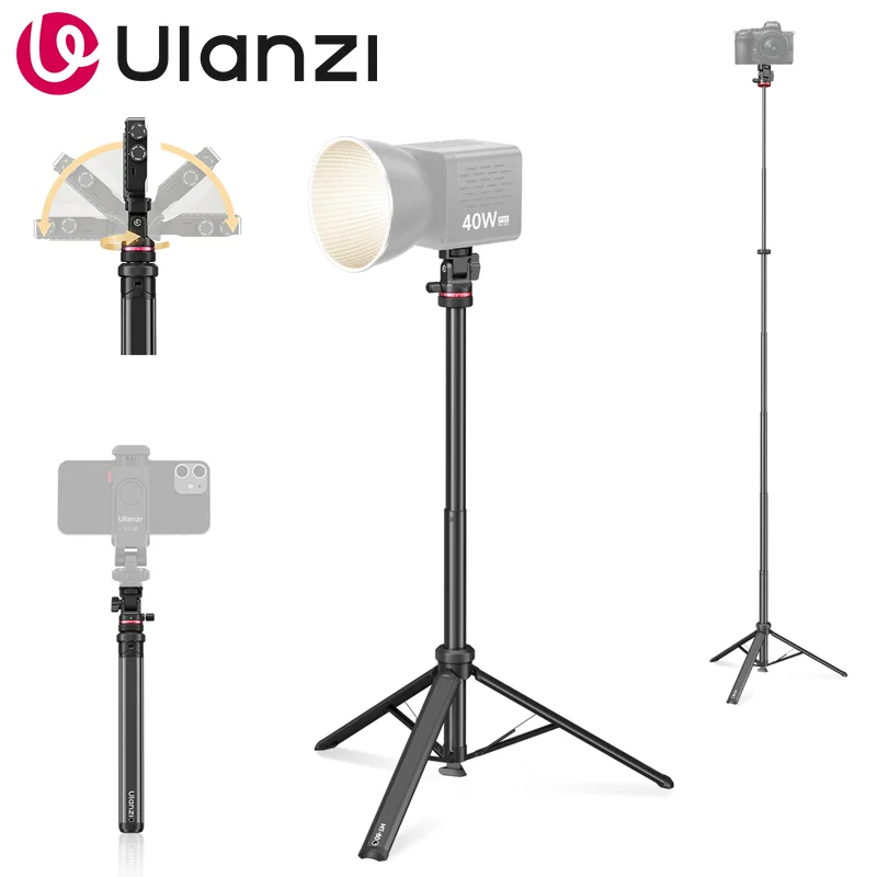 Ulanzi MT-80 Lamp Tripod For Softbox Mobile 2M Foldable Adjustable Height Lightweight for 40W COB Ring Fill Light DSLR Camera