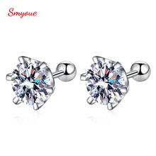 

Smyoue 6mm Single 0.2/0.3/0.5/0.8/1 Carat Real Moissanite Small Stud Earrings For Women 925 Sterling Silver Jewelry Gift D Color