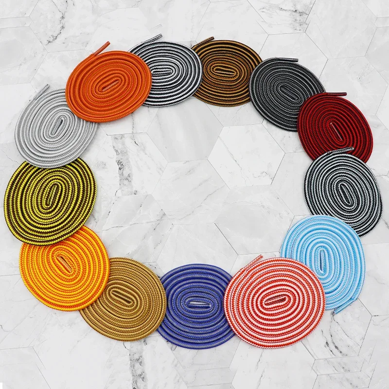 12 Colors Polyester Anti-skidding Outdoor Shoelaces 0.45cm Width Climbing Mountaineering Two Tone Shoestrings for Martin Boots
