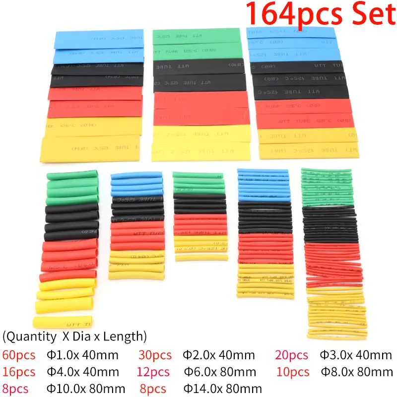 127/164/328pcs Polyolefin Shrinking Assorted Heat Shrink Tube Set Wire Cable Insulated Sleeving Tubing hand tools Kit