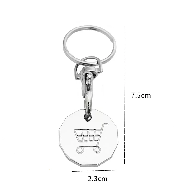 4Pcs Shopping Trolley Remover Key Ring Token Chip with Carabiner Hook Metal Portable Universal Supermarket Keyring Token Decor 6