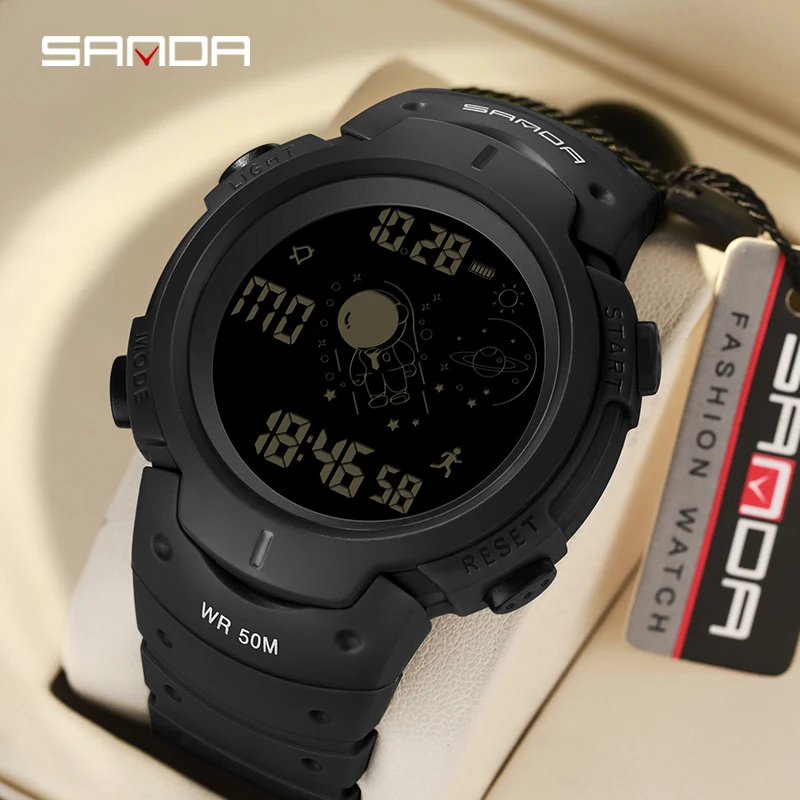 

SANDA Fashion Military Outdoor Sports Men Watches Chronograph Electronic Wristwatch LED Digital Waterproof Countdown Stop Watch