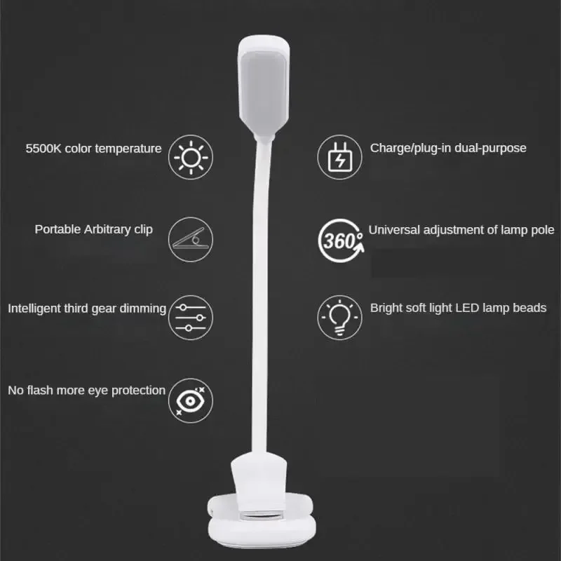 Level 3 Mood Light Indoor Lighting Table Lamp Lamps Easy to Clip 7 LED Warm and Cool Flexible Daylight Rechargeable Lights