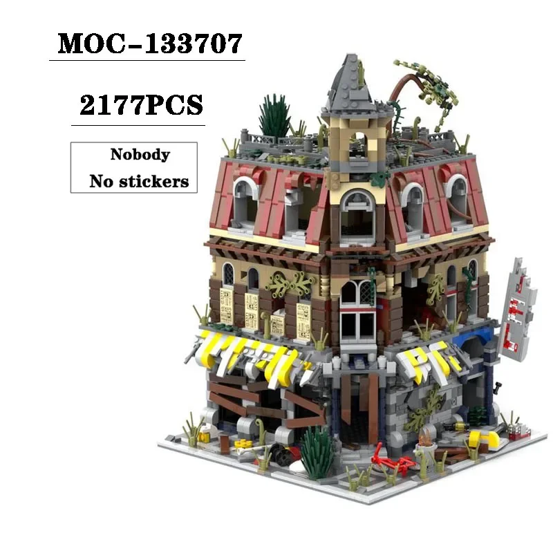 Moc-133707 Post Apocalittico Coffee Shop Corner 2177 Pezzi Adulti E Bambini Puzzle Educazione Compleanno Ornamenti Regalo Giocattolo Di Natale