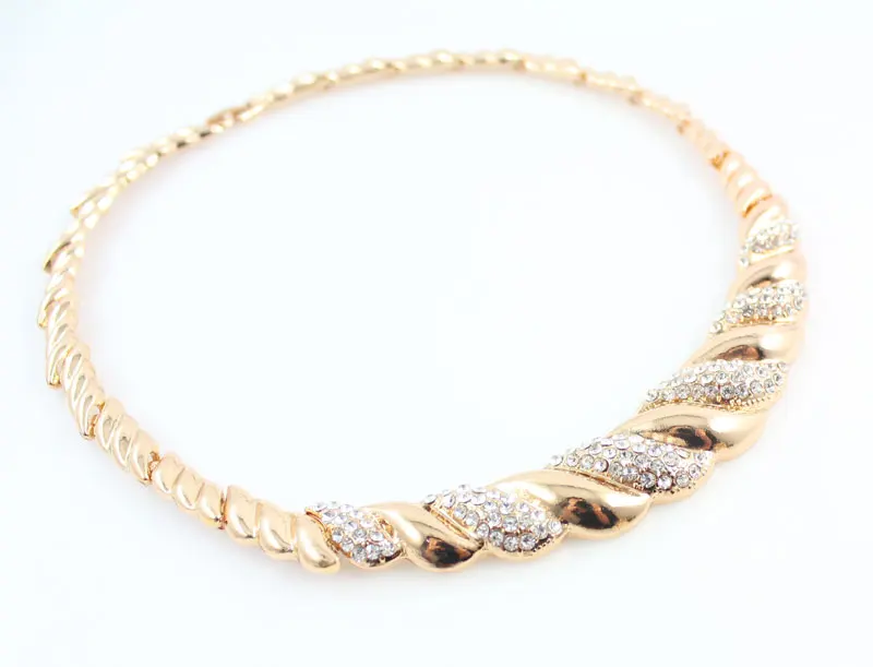 African Jewelry Sets Gold Color Trendy Necklace Earrings Bracelet Women Gold Color Jewelry Set Wedding Accessories bridal jewelry sets crystal jewelry sets