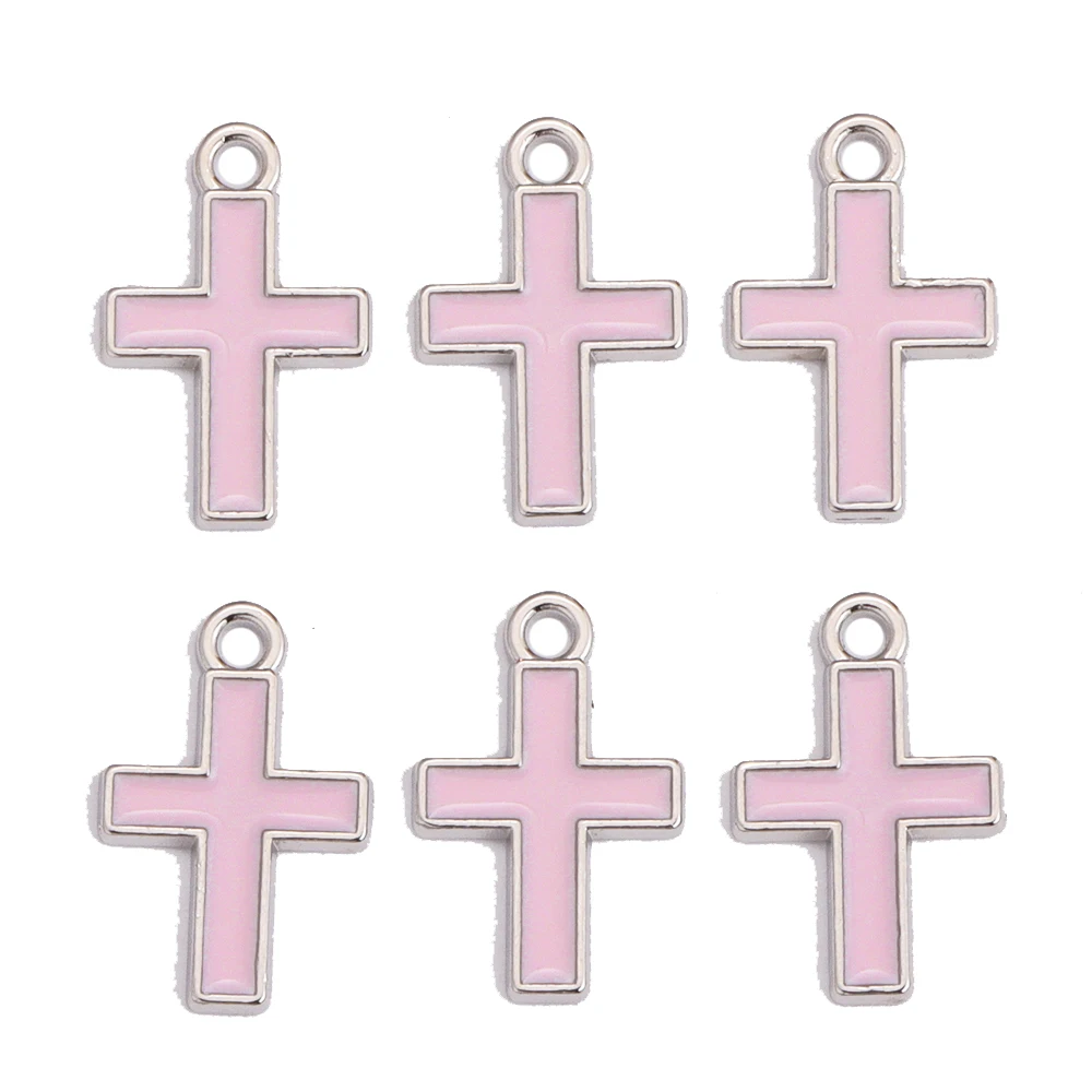 Gemischte 10 stücke Emaille Strass Kreuz Legierung Christian Charm Anhänger für Armband Halskette Ohrringe hand gefertigte DIY Accessoires – Detail 7